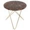 Mini Brown Marble and Brass Emperador O Side Table from Ox Denmarq 1