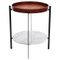 Cognac Leather, Teak Wood and White Carrara Marble Deck Table by Ox Denmarq, Image 1