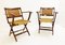 Mid-Century Italian Cane and Wood Foldable Armchairs, 1950s, Image 3