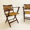 Mid-Century Italian Cane and Wood Foldable Armchairs, 1950s, Image 4