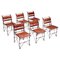 Mid-Century Modern French Cognac Leather Steel Frame Dining Chairs, 1950s, Set of 6, Image 1