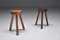 Mid-Century Rustic Three Legged Stools, 1940s, Set of 4 10