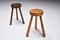 Mid-Century Rustic Three Legged Stools, 1940s, Set of 4 4