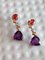 18kt Earrings with Amethyst, Multicolored Sapphire and Diamonds, Set of 2 10