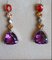 18kt Earrings with Amethyst, Multicolored Sapphire and Diamonds, Set of 2 1
