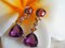 18kt Earrings with Amethyst, Multicolored Sapphire and Diamonds, Set of 2 16