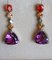18kt Earrings with Amethyst, Multicolored Sapphire and Diamonds, Set of 2, Image 8