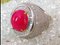 18kt Ring in Gold and Silver wtih Ruby & White Stones 9