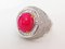 18kt Ring in Gold and Silver wtih Ruby & White Stones 8