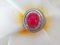 18kt Ring in Gold and Silver wtih Ruby & White Stones 14