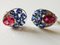 White Gold Earrings with Pink Tourmaline, Sapphire & Diamond, Set of 2 1