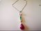 Chain and Pendant in White and Yellow Gold with Ruby, Emerald, and Diamond, Set of 2 3