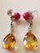 Yellow Gold Earrings with Citrine, Emerald, Ruby and Diamond, Set of 2 5