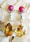 Yellow Gold Earrings with Citrine, Emerald, Ruby and Diamond, Set of 2 1