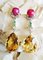 Yellow Gold Earrings with Citrine, Emerald, Ruby and Diamond, Set of 2, Image 1