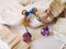 Yellow Gold Earrings with Amethyst, Sapphire, Blue Topaz and Diamond, Set of 2 3