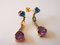 Yellow Gold Earrings with Amethyst, Sapphire, Blue Topaz and Diamond, Set of 2 5