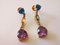 Yellow Gold Earrings with Amethyst, Sapphire, Blue Topaz and Diamond, Set of 2 8