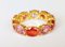 Fede nuziale in oro giallo 18k con zaffiro arancione e rosa, Immagine 4