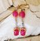 8k Yellow Gold Earrings in Ruby & Rose-Cut Diamonds, Set of 2 1