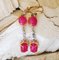 8k Yellow Gold Earrings in Ruby & Rose-Cut Diamonds, Set of 2, Image 1