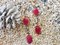 8k Yellow Gold Earrings in Ruby & Rose-Cut Diamonds, Set of 2 2