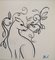 Marie Laurencin, perro sentado, dibujo a tinta, Imagen 1