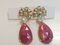 Yellow Gold Earrings with Unheated Rubies and Diamonds, Set of 2 4