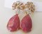 Yellow Gold Earrings with Unheated Rubies and Diamonds, Set of 2 1