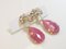 Yellow Gold Earrings with Unheated Rubies and Diamonds, Set of 2 2