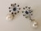 Sapphires and Pearl Gold Earrings, Set of 2, Image 1