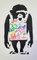 Ziegler T, Peace Love and Anarchy Monkey Sign, Stencil Painting on Paper 6