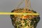 Green Murano Glass Flowers and Brass Pendant Light 18