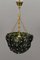 Green Murano Glass Flowers and Brass Pendant Light 16