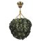 Green Murano Glass Flowers and Brass Pendant Light 1