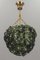 Green Murano Glass Flowers and Brass Pendant Light 2