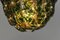 Green Murano Glass Flowers and Brass Pendant Light 7