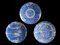 hite Ceramic Plates with Ornate Indigo Blue Designs, Set of 3, Image 1