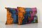 Ikat Silk & Velvet Lumbar Cushion Covers with Colorful Puzzle Design, Set of 2 2