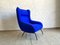Italian Blue Armchair, 1950s, Set of 2 4