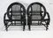 French Black Lacquered Rattan Armchairs, 1960s, Set of 2 1