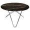Tavolino Big O in marmo nero Marquina e acciaio inossidabile di Ox Denmarq, Immagine 1