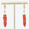 French 18 Karat Yellow Gold Dangle Earrings with Coral Amphora, 1900s, Set of 2 7