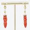 French 18 Karat Yellow Gold Dangle Earrings with Coral Amphora, 1900s, Set of 2, Image 7