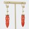 French 18 Karat Yellow Gold Dangle Earrings with Coral Amphora, 1900s, Set of 2 8