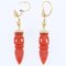 French 18 Karat Yellow Gold Dangle Earrings with Coral Amphora, 1900s, Set of 2 3