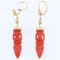 French 18 Karat Yellow Gold Dangle Earrings with Coral Amphora, 1900s, Set of 2, Image 3