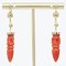 French 18 Karat Yellow Gold Dangle Earrings with Coral Amphora, 1900s, Set of 2 5