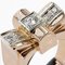 French Diamond & 18 Karat Rose Gold Knot Tank Ring, 1950s 6