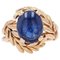 3.79 Carat Sapphire Cabochon & 18 Karat Rose Gold Ring, 1960s, Image 1